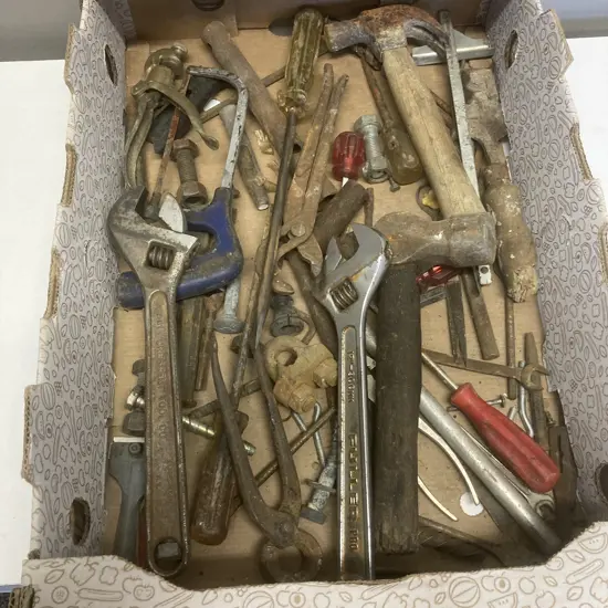 Box Lot Assorted Tools Etc