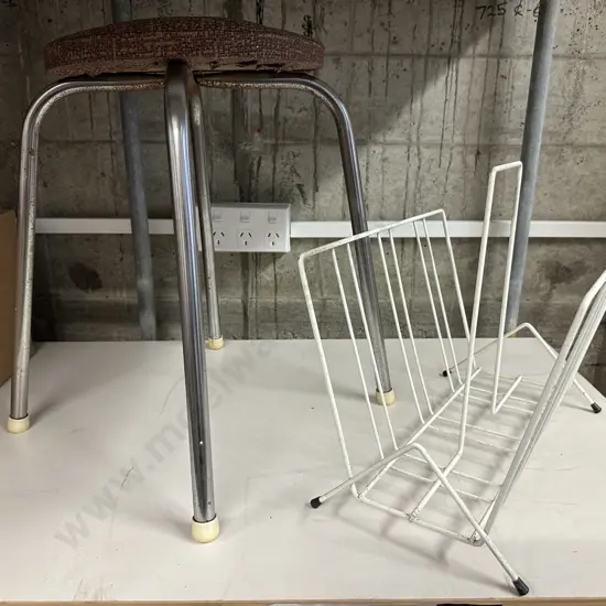 Retro Stool & Magazine Rack 