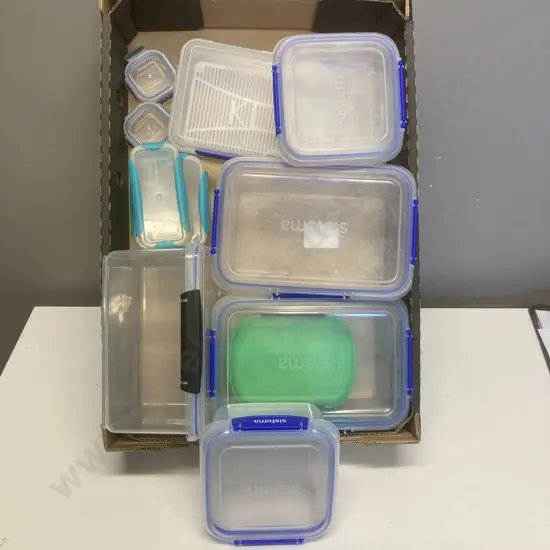 Box Lot Assorted Plasticware - Sistema, Clipfresh Etc