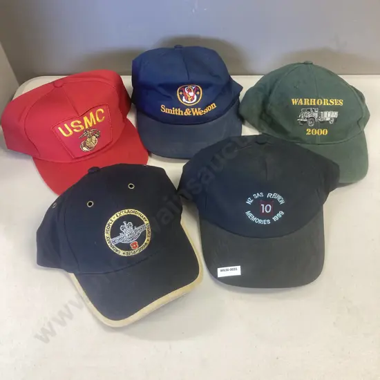 Lot of 5 Caps - NZ SAS Reunion, USMC, Smith & Wesson Etc