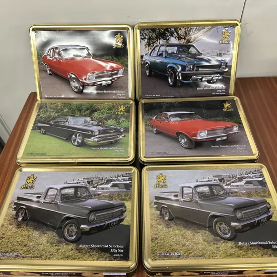 Macs Shortbread Embossed Gift Collectors Car Tins x6