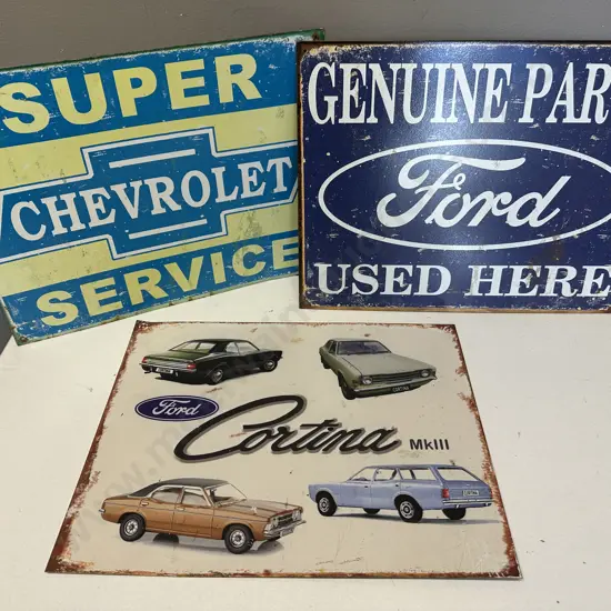 Collection of Metal Signs x 3, Super Chevrolet Etc
