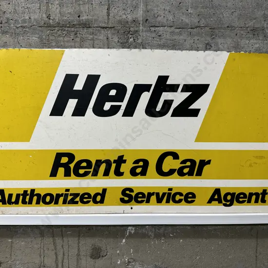 Vintage Hertz Rent A Car Tin Sign, 43 x 89cm