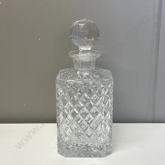 Heavy Cut Square Shaped Crystal Decanter