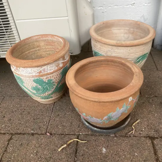 Lot of 3 Terracotta Plant Pots