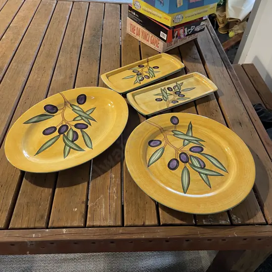 Four Handpainted Decorative Serving Platters