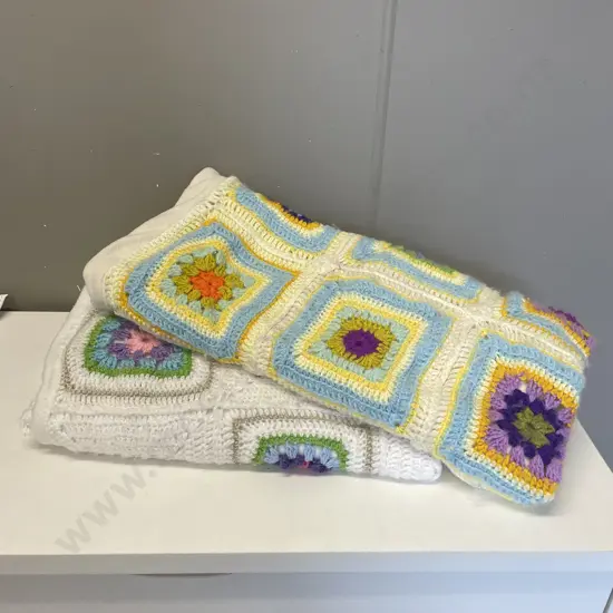 Two Vintage Crochet Blankets