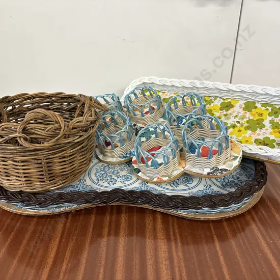 Retro Cane Baskets / Trays