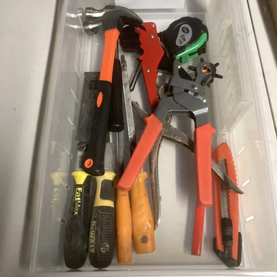 Bin of Handtools, Tape Etc