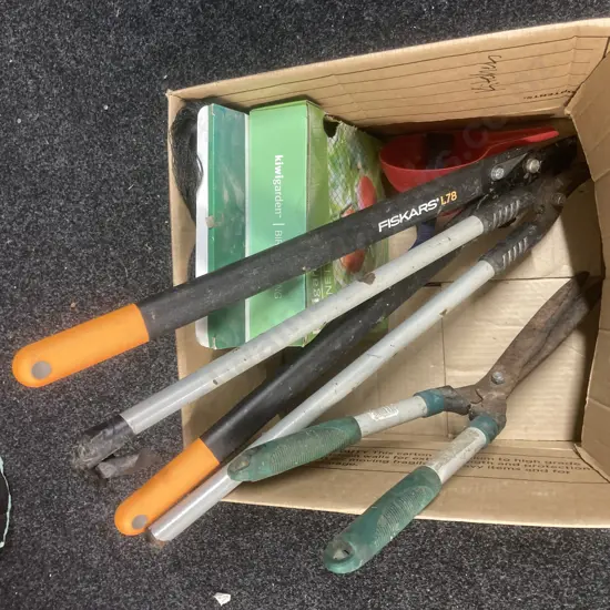 Box lot Pruners, Loppers, Bird Netting Etc