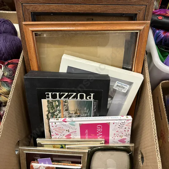 Box Of Photo Frames, Puzzle Etc
