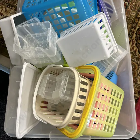Clear Bin Plasticware, Baskets Etc