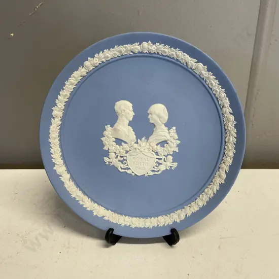 Wedgwood Blue Jasperware "Royal Birth 1982" Dia16.5cm
