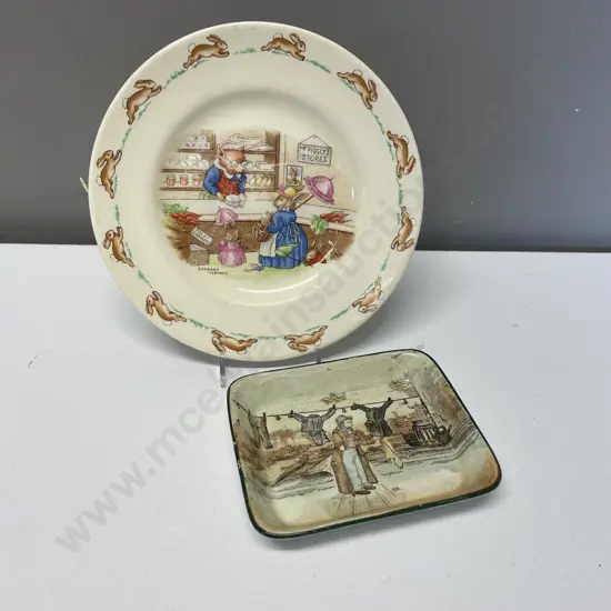 Royal Doulton Bunnykins Plate with Royal Doulton Dickens Ware dish