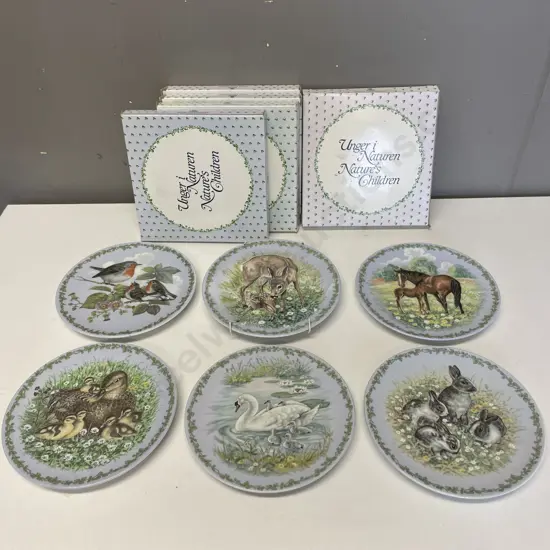 Six Royal Copenhagen Nature's Children Display Plates. 5 boxes 