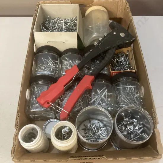 Box Lot Rivet Gun & Assorted Rivets