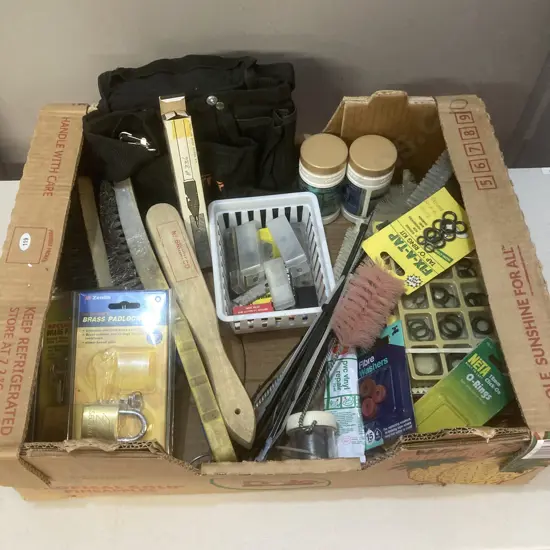 Box lot Brushes, O-Rings Etc