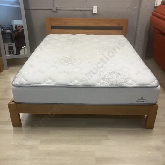Wooden Slat Queen Size Bed With A Dreamland Liverpool Mattress