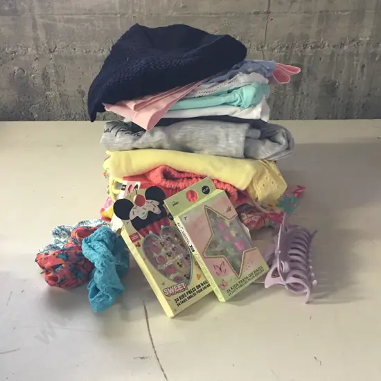 Assorted Childrens Clothing With Hair Ties, Nails Etc