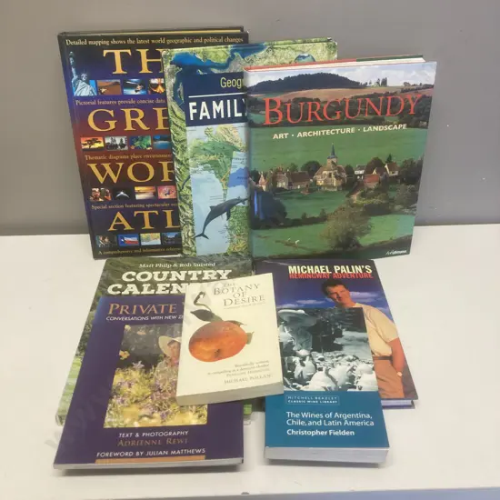 Books - Atlas's, Burgundy, Country Calendar, Pallens Hemingway, Private Views Etc (Sold With 04)