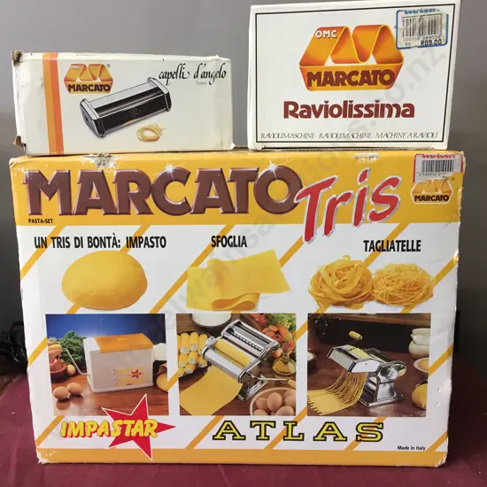 Marcato Tris Italian Pastamaker With Ravioli Machine Etc