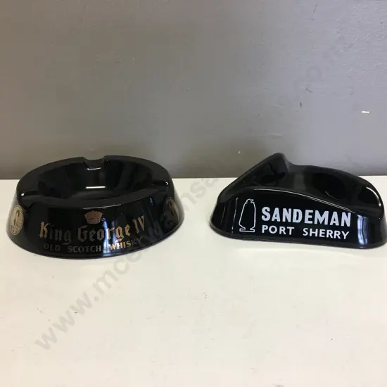 Vintage Alcohol Advertising Ashtrays x2 Including Old Scotch Whisky & Sandeman Port Sherry