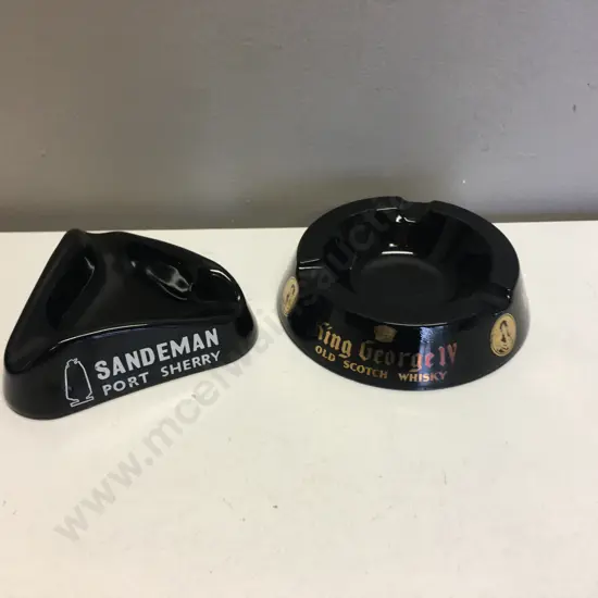 Vintage Alcohol Advertising Ashtrays x2 Including Old Scotch Whisky & Sandeman Port Sherry