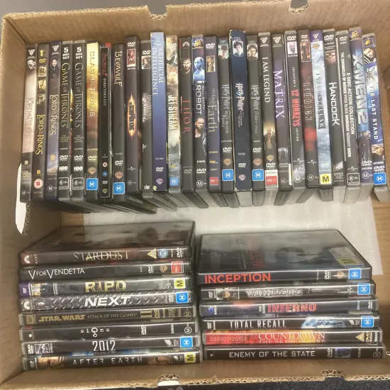 Box Lot 41 DVD's - GOT, LOTR, Science Fiction, Marvel Etc