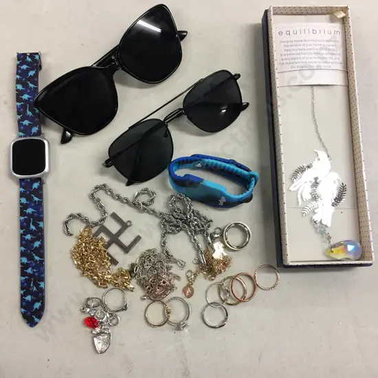 Sunglasses, Smiggle Watch, Equilibrium Sun Catcher, Assorted Jewellery Etc