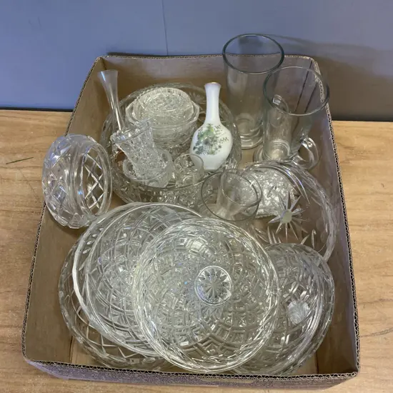 Box of Assorted Crystal and Glassware