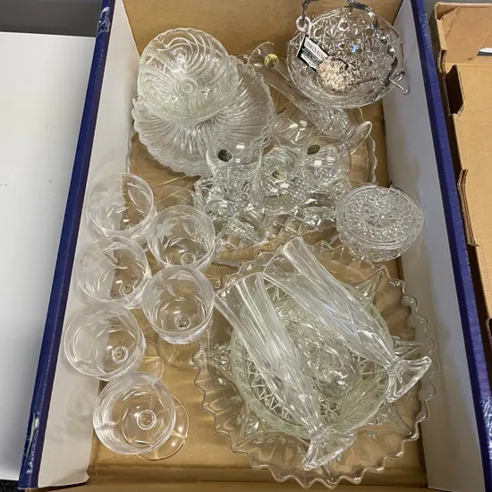 Box of Assorted Crystal and Glassware