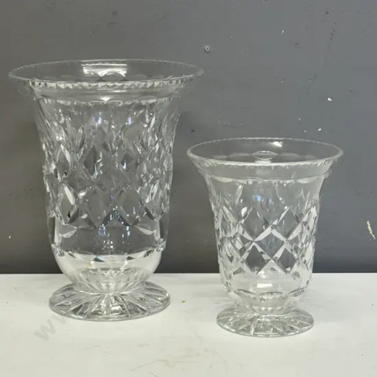 Two Vintage Webb Corbett Crystal Vases H18.5 and H13.5cm
