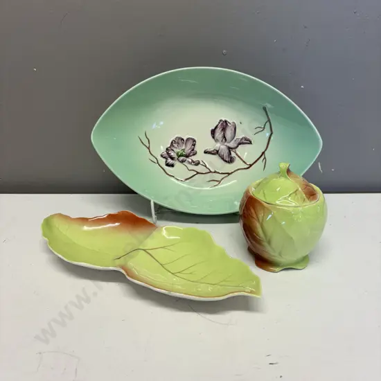 Carltonware Bowl with Royal Winton Leaf Dish and Lidded Pot
