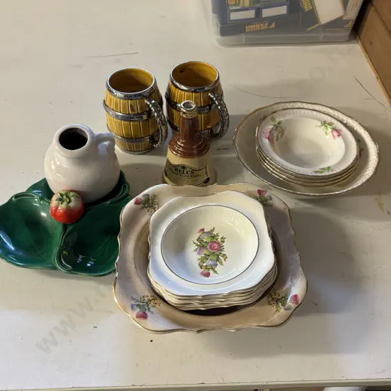Box of Assorted Pottery including German Vase, Wade, Sweet Sets etc