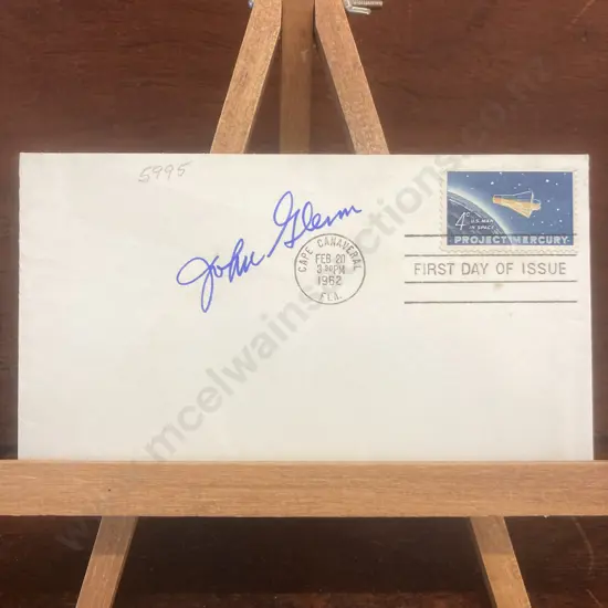John Glenn Signed First Day Cover With Project Mercury Stamp