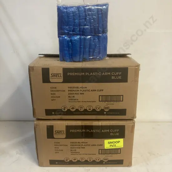 Snell Premium Plastic ArmCuff 220x400mm Blue, 2 x Boxes of 1000