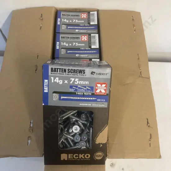 Ecko 14g x 75mm Batten Screws T-Rex 17, 5 x Boxes of 100