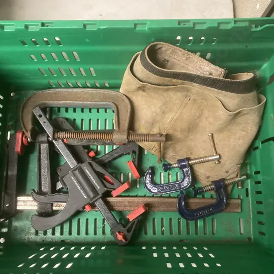 Green Bin, Clamps, Builders Apron
