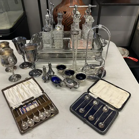 Selection Of Silverware & Glass Items