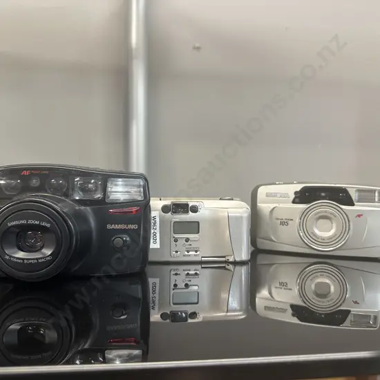 Olympus iZOOM 75 APS, Samsung AF Zoom 1050 & Minolta Riva Zoom 105 Compact Point & Shoot Film Cameras