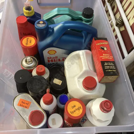 Clear Bin Oils, Automotive Products Etc