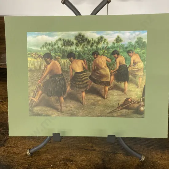 Gottfried Lindauer Print ‘Digging With The Ko’ 1907. 25 x 33cm