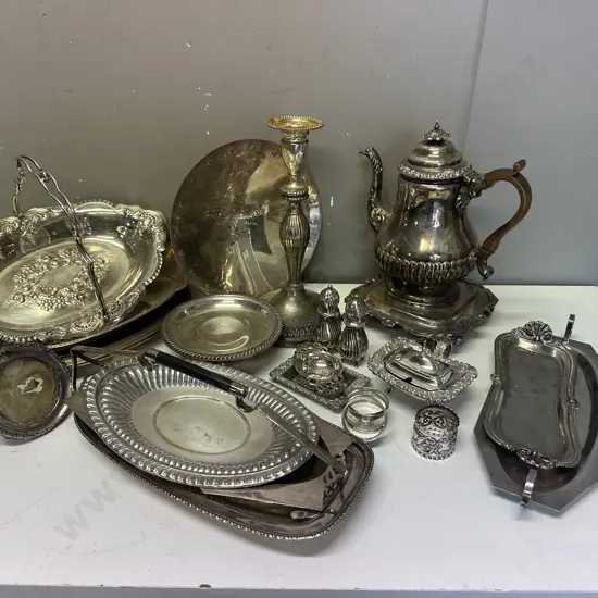 Selection of Silverware Items, Coffee Pot, Photo Frame Etc
