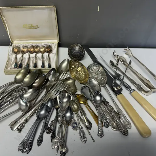 Assorted Cutlery Including Bone Handled, Teaspoons Etc