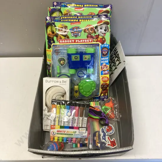 Box lot Magazine Packs, Pens Etc