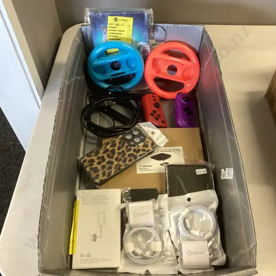 Box Lot Electronics, Chargers Covers Etc