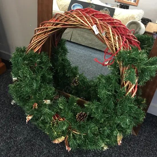 Cane & Tinsel Christmas Wreath. 50cm