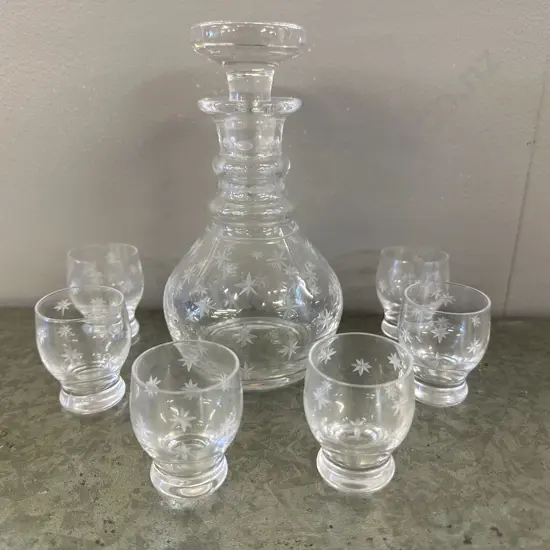 Vintage Decanter & Six Glasses