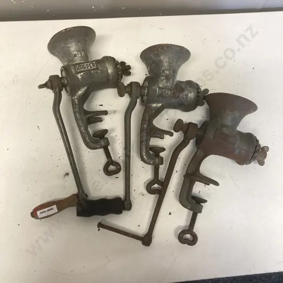 Vintage Harper No 318 Mincers x 3