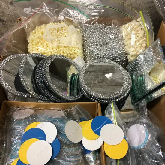 Box Lot Beads, Mirrored Coasters Etc